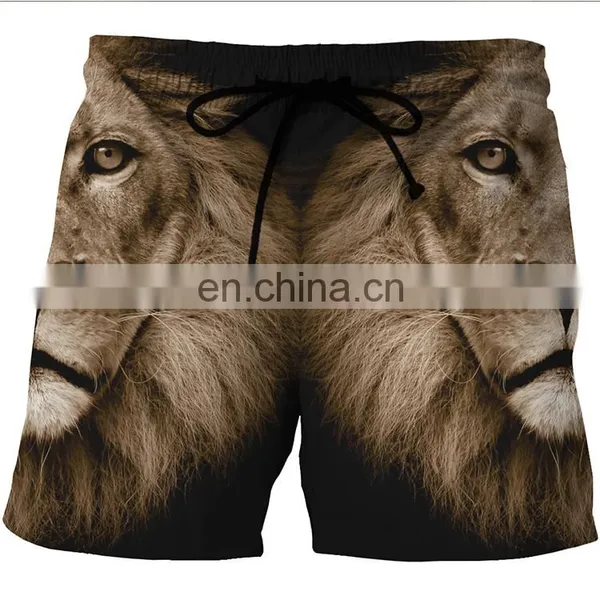 Wholesale Lion Printing Men Summer Beach Swim Shorts With Drawstring