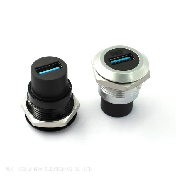 Round Type Zinc Alloy Data Signal Extended Transmission USB3.0 Surface Panel Mount Socket With Dust Cap photo-4