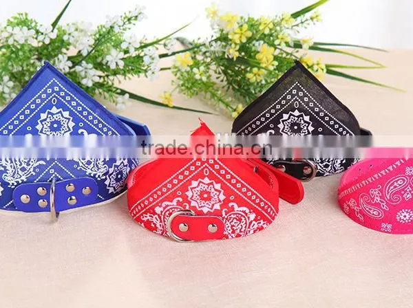 Small PU Pet Dog Collar Printed Triangle Towel Hot Style Pet Products Manufacturer Wholesale photo-2