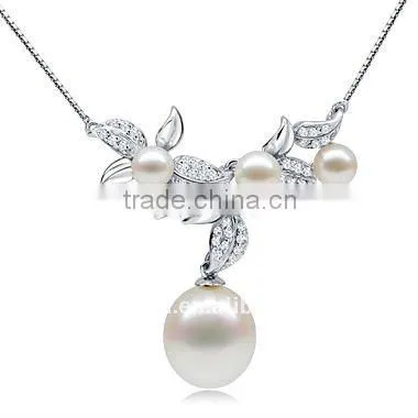 925 Silver Necklace With Freshwater Pearl and CZ