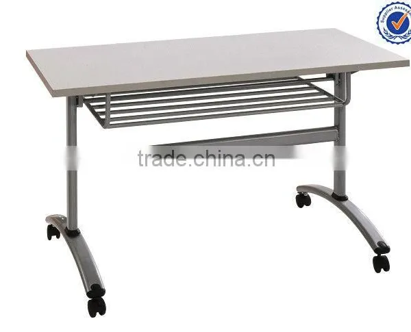hot sale cheap modern high quality melamine top steel frame folding with caster wheel library student reading desk lab table