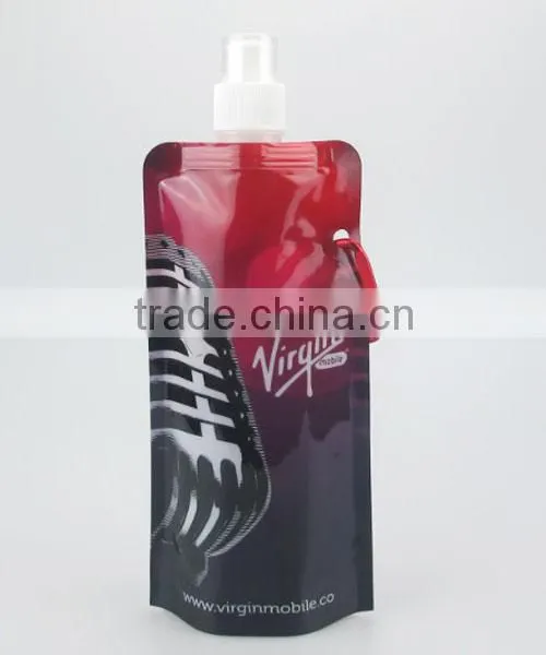 2016 New Design Promtional Logo Customised Collapsible Water Bottle With Carabiner photo-3