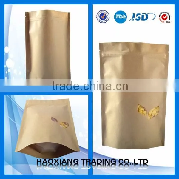 Wholesale Ziplock Packaging Bag Stand up Style White Kraft Bag With Rectangle Window Stand up Zipper Bag photo-6