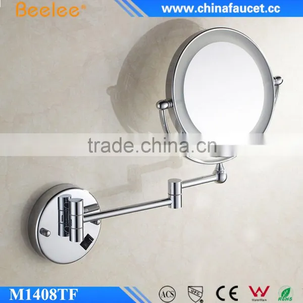 Beelee Chrome Silvery Round Mirror Modern LED Extendable Smart Makeup Mirror photo-3