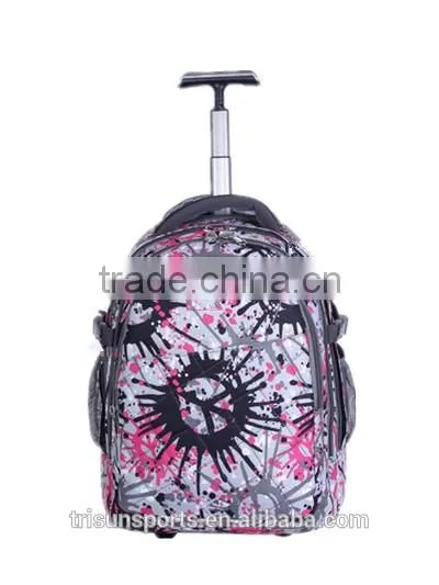 2016 China Manufacturer Canvas Fabric Aluminum Rolling Duffel Wheeled Backpack
