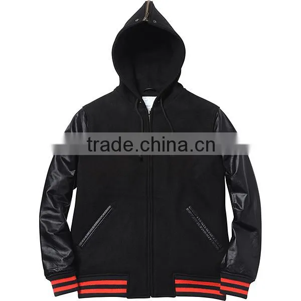 Wool Varsity Jacket Hood With Zipper