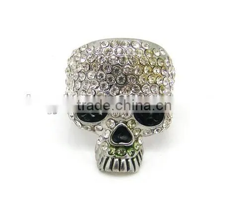 Skull Design Diamond Ring Jewelry Wedding Band Ring Silver