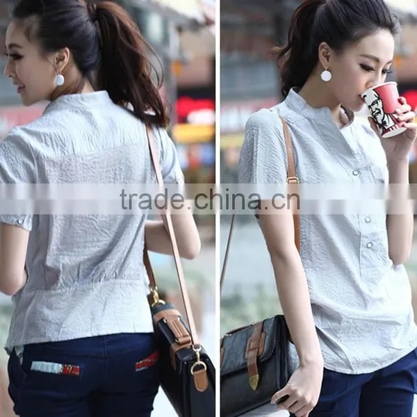 2016 Express Short Sleeve Top Satin Silk Blouses for Women photo-2