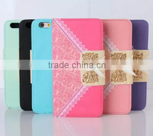 Nice Design Lace Bowknot Wallet Leather Cases For IPhone 5 photo-5