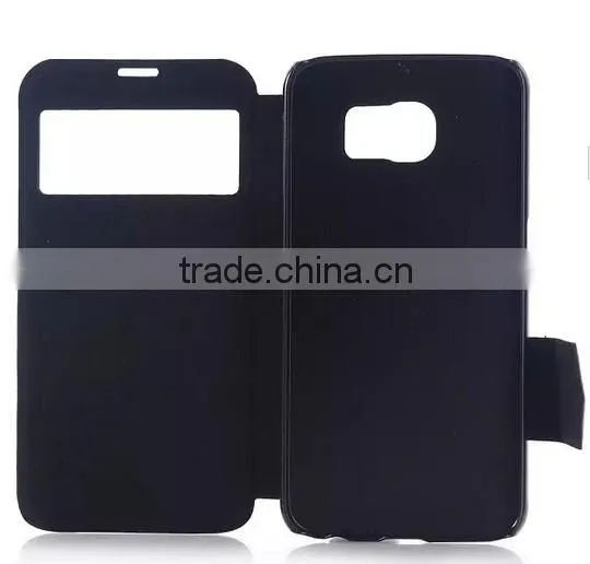 Factory Wholesale Flip Stand Window PU Leather Case For Samsung Galaxy S6 photo-3