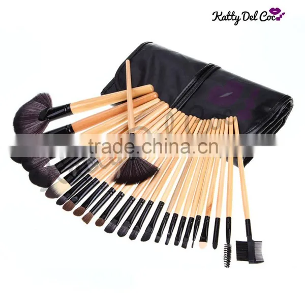 Wood Color 24pcs Makeup Brush Professional 24pcs Custom Logo Makeup Brushes Set PU Bag Quality Choice Supplier' photo-4