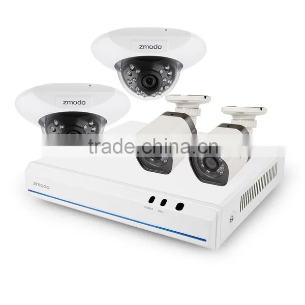 Zmodo Cctv Design-private Outlook Mold Style Network 4 ch 720p Audio and Vedio NVR SPOE Kits With Dome and Bullet IP Camera photo-4