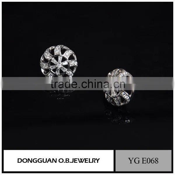 Top Quality Wedding Jewelry Real Silver Plating Diamond Stud Earring For Women photo-5