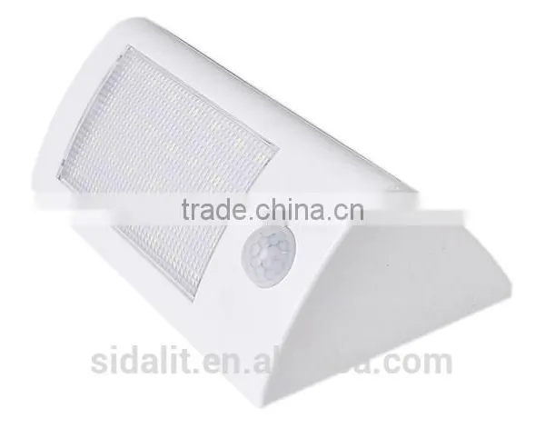 28 Led White Color Round Triangle Lampshade 2200mah Ni-MH Battery PIR Sensor + Light Control Solar Led Wall Light photo-5
