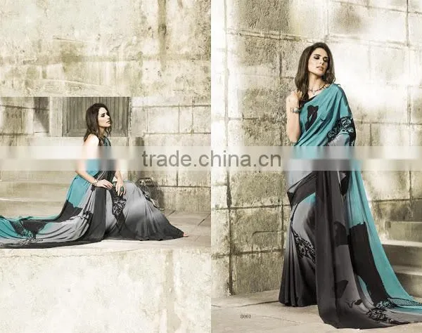 Multi Colour Crepe Saree Online