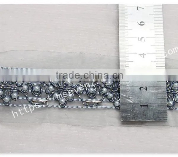 Beautiful Design 4cm Width Guipure Embroidery French Beaded Lace for Dress photo-6