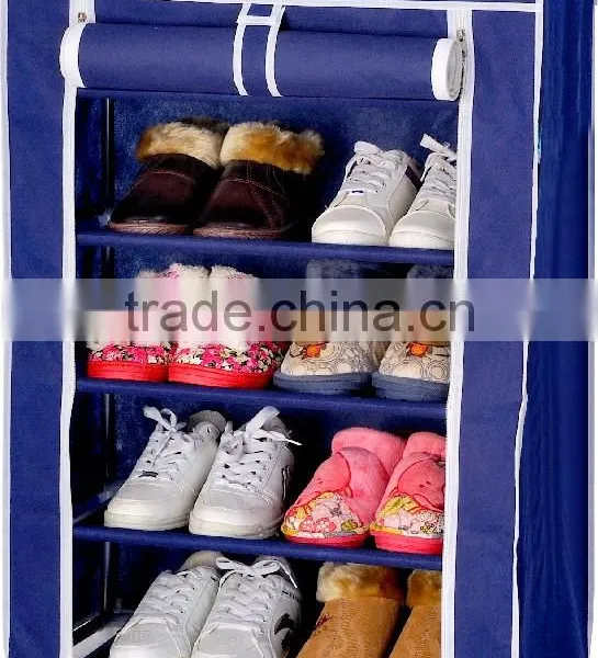 Store More Modern Blue 4 Tier Shoe Rack With Cover photo-2