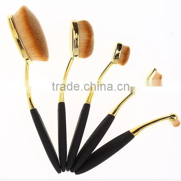 Wholesale Best Selling Oval Makeup Brush 5pcs Rose Gold Toothbrush Foundation Brush Set photo-4