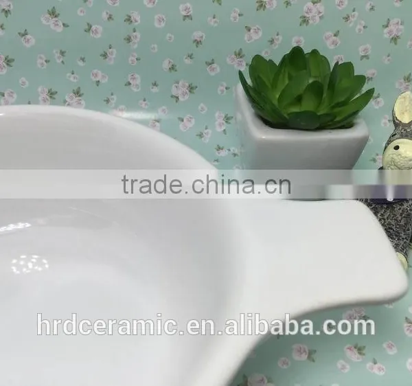High Quality Stocked White Ceramic Sauce Boat With Handle photo-4