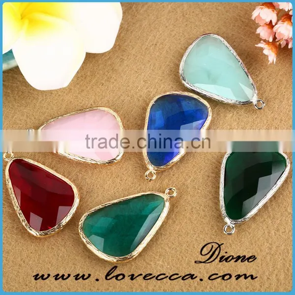 Wholesale Gold/silver Plated Glass Bezel Pendant ,glass Stones With Brass Frame photo-5