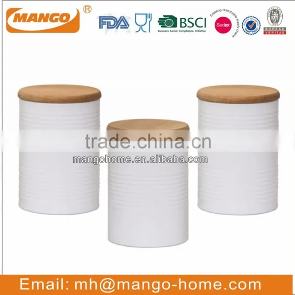 Wooden Lid Colorful Coating Metal Ripples Canister Sets photo-6