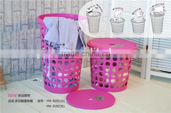 Emc Plastic Round Laundry Basket With Lid,storage Box photo-2