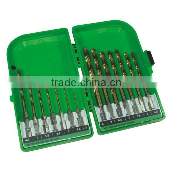 14 Piece Hex Shank Twist Drill Set in Plastic Case