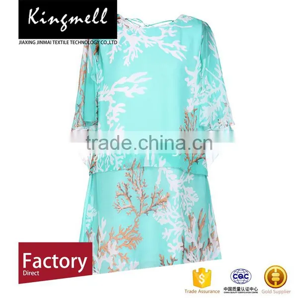 Factory Direct Custom Green Digital Printed Silk Chiffon Fabric for Dress photo-2