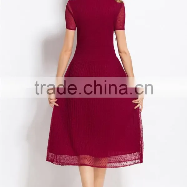 Young Lady Summer Europe Fashion Jacquard Pleated Dress photo-5