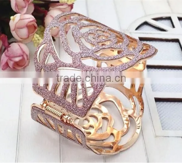 Popular Frosted Rose Bangles for Girls Jewelry,gold Hollow Iron Bangle in Yiwu photo-3