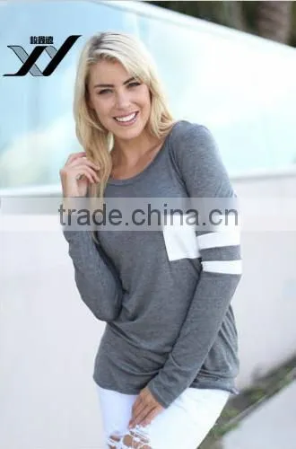 Long Sleeve Women Patchwork T-shirt photo-3