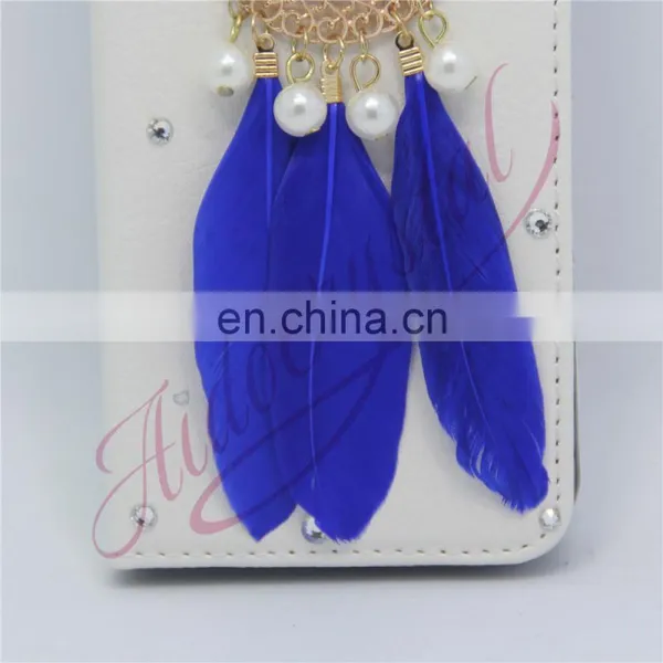 Aidocrystal Blue Feather Dreamcatcher Luxury Magnetic Cover New Flip Wallet pu Leather For I7 7Plus Case Fundas With Card photo-2