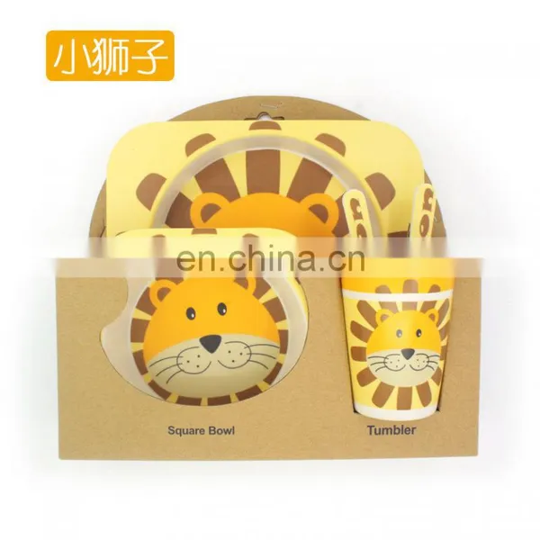Creative Cute Cartoon Bamboo Powder Bamboo Fiber Children Tableware Set of Five Sets of Kindergarten Baby Bowl Children's Dinner