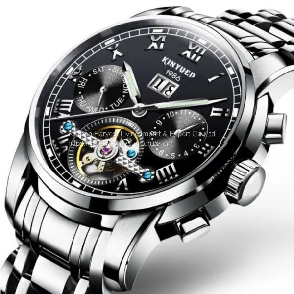 Wholesale Stainless Steel Tourbillon Automatic Mechanical Men Watches photo-2