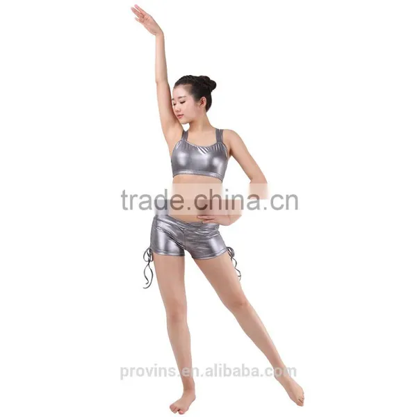 Sexy Modern Jazz Dance Costumes Metallic Strappy Tank Bra Top photo-3