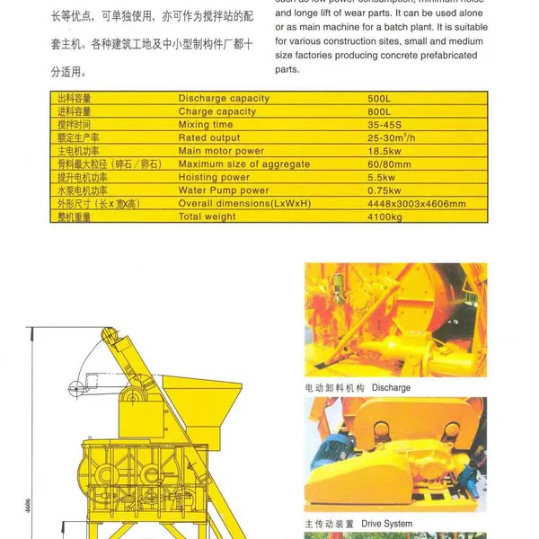 JS500 DOUBLE HORIZONTAL SHAFTS FORCED CONCRETE MIXER photo-2