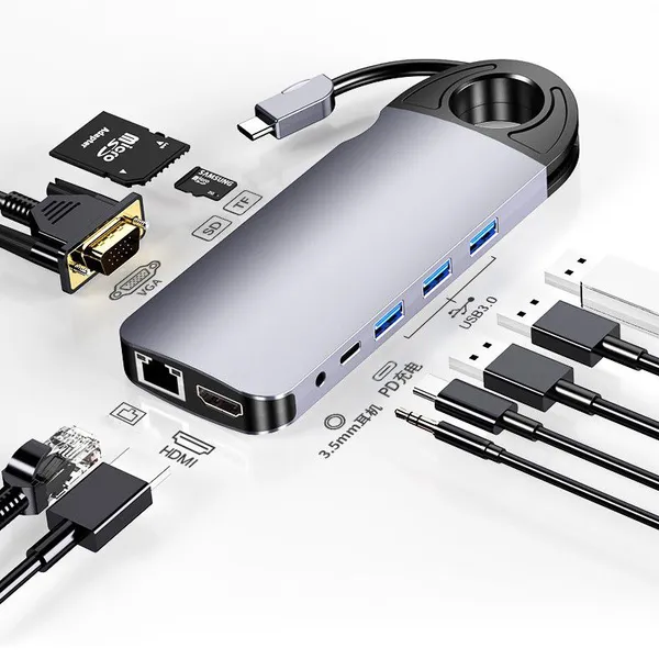 10-в-1 адаптер-разъемник USB C Hub с док-станцией