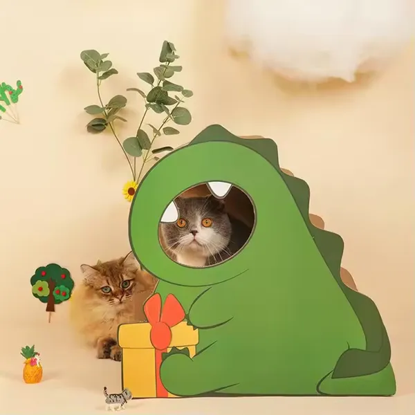 MeowLove Hot Sales Scratcher Cat Play Toy Corrugated Cardboard Cat Scratcher Cat Cardboard Pink Dinosaur photo-3
