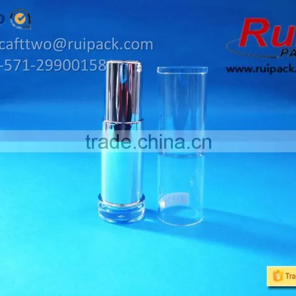 Round Shiny Silver Lipstick Tube With Big Clear Cover, Silver Lip Cream Tube With Large Transparent Cap photo-3