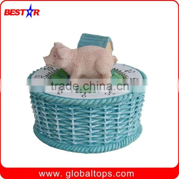 Polyresin Timer With Pig on the Top