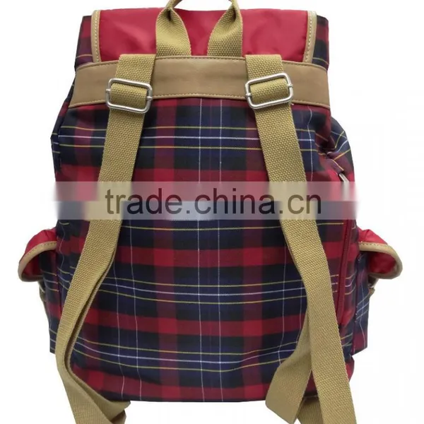 Muti-compartment Muti-pockets Plaid Polyester Picnic Backpack photo-2