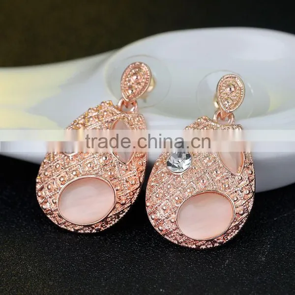 Lovely 18K Rose Gold Plated Opal Jewelry Fashion Necklace and Earring Set photo-2