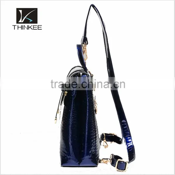 Girls Luxury Pu Leather Crocodile Backpack photo-4