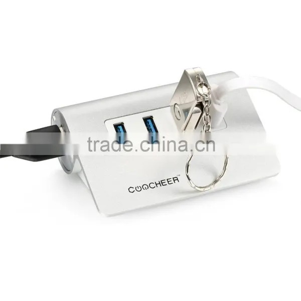CooCheer 2015 Ultra Mini Bus-Powered Aluminum Super Speed 4 Ports USB 3.0 HUB for Macbook-Silver Color AM000073 photo-3