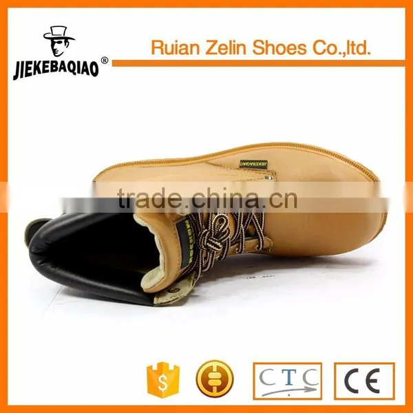 Europe Style Lace up Yellow Color Nubuck Leather High Ankle Work Boots photo-2