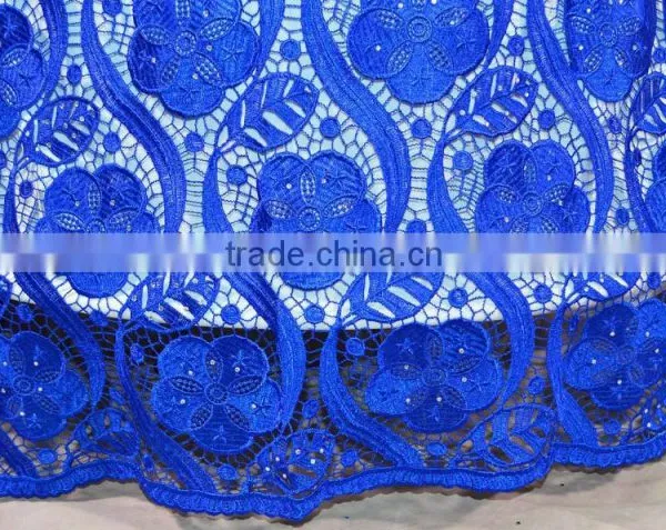 Latest Dress Designs Royal Blue Dry Lace Gold African Cord Lace photo-4