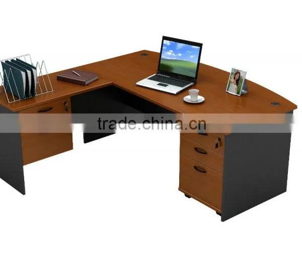 Discount Bow Front Contemporary Executive Desk With Mobile Pedestal photo-2