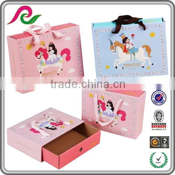 Stronger Pink Corrugated Gift Drawer Box With Handle photo-3