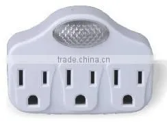 UL ETL 3 outlets current tap with sensor night light