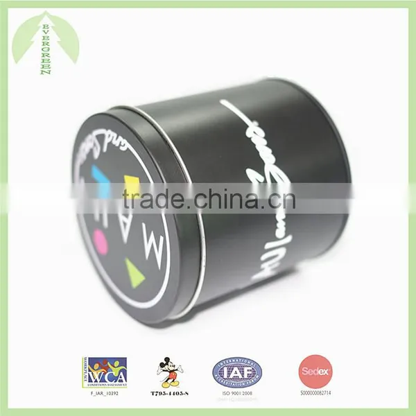 Round Shape Tin Box 9.52*9.80cm Black Tin Can photo-4